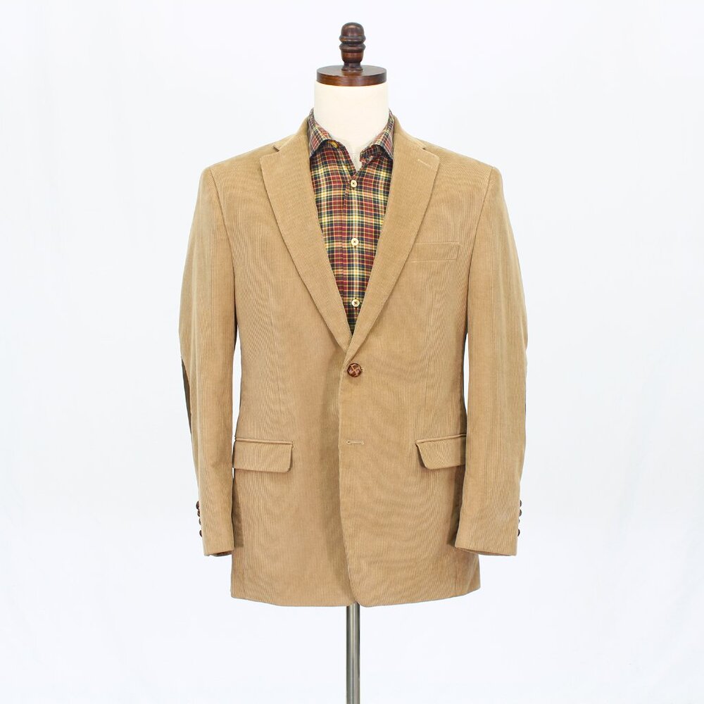 Chaps 40R Beige Blazer Sport Coat Jacket 2-Button Solid T980